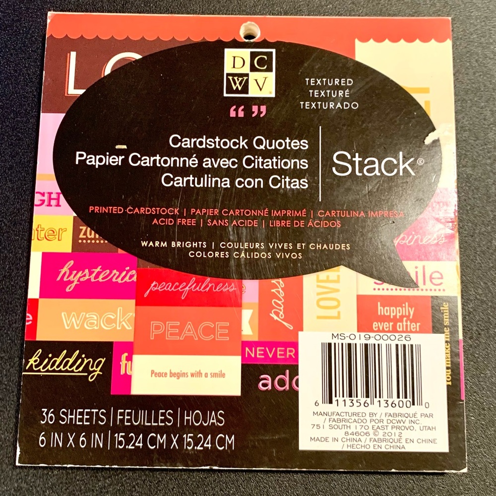 Cardstock Quotes Paper for Scrapbooking | 36 Sheets